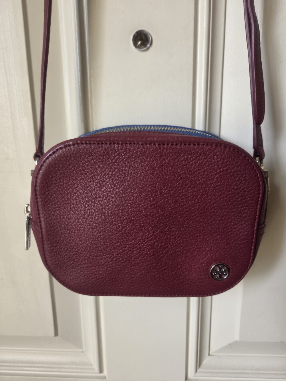 TORY BURCH "Robinson" Pebbled Colorblock Leather Crossbody Bag 🍁🍂